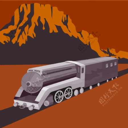 蒸汽火车机车复古