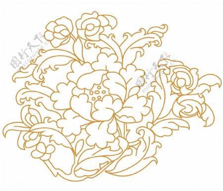 传统花卉牡丹刺绣纹样