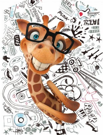 创意趣味眼镜长颈鹿印花图案