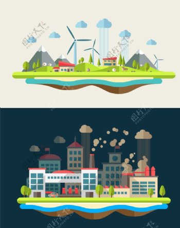 现代城市生态展板图片