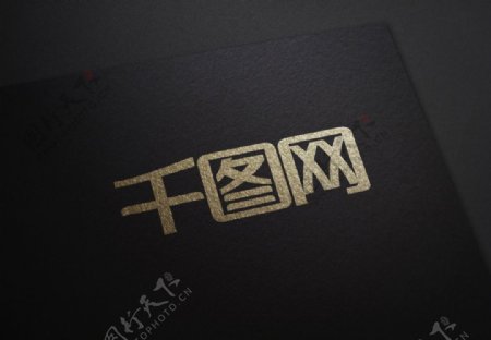 黑色金色字体logo展示样机