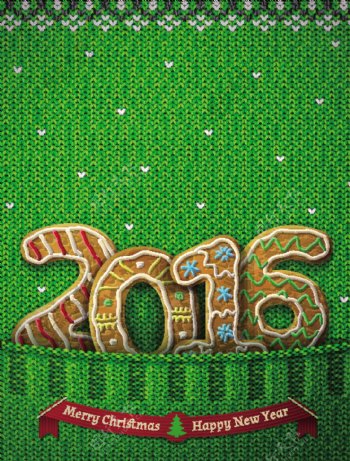 2016年创意针织饼干字贺卡矢量素材