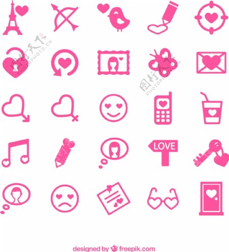 粉色情人节图标矢量素材图片