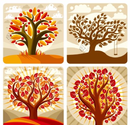 艺术插图树木小树矢量素材