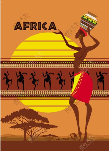 非洲部落舞蹈人类装饰自由向量