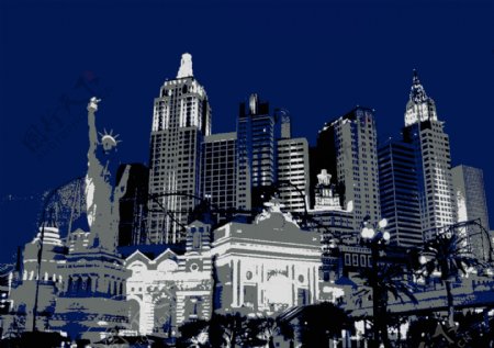 纽约繁华都市夜景背景素材