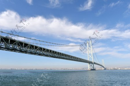 雄伟绵长的海上桥梁风景图片