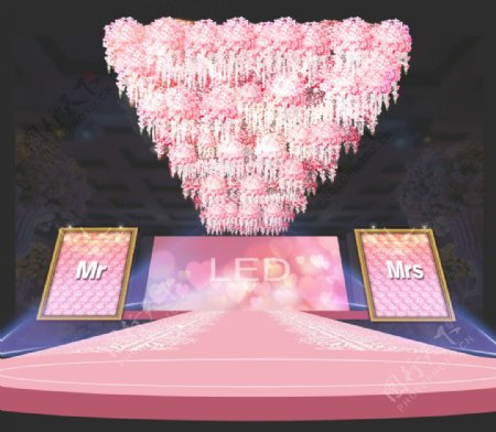 粉色婚礼舞台