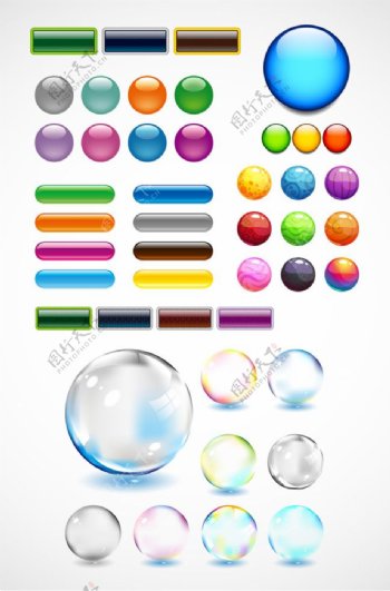一组各种各样各种形状的彩色气泡元素