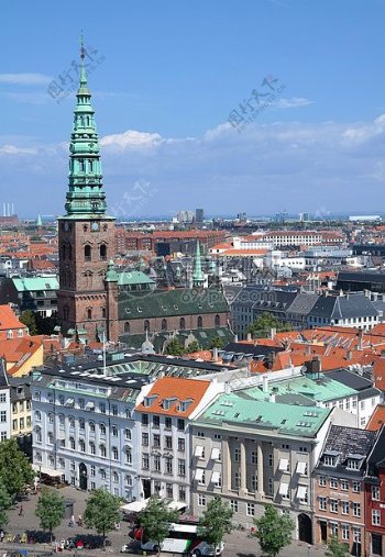 取天台教堂城市视图哥本哈根丹麦