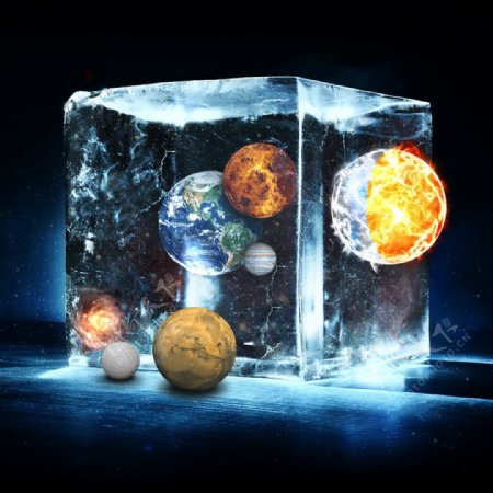 宇宙冰块合成素材