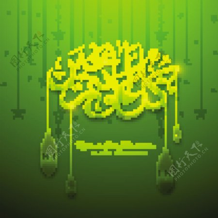 伊斯兰元素绿色斋戒装饰设计背景