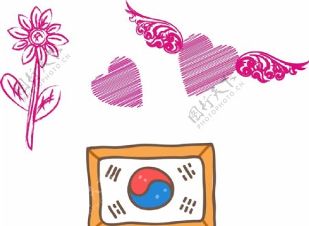 韩国国旗心形翅膀
