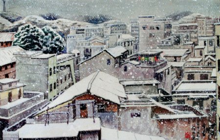 冬天城市建筑风景图片