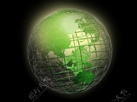 金属绿色地球图片