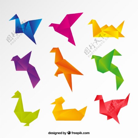 彩色折纸鸽子