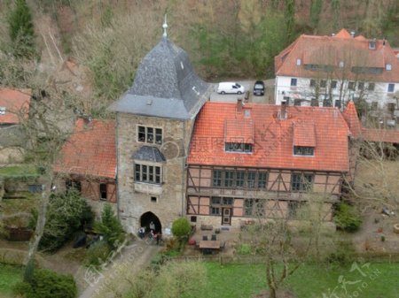 欧洲城堡的红房顶