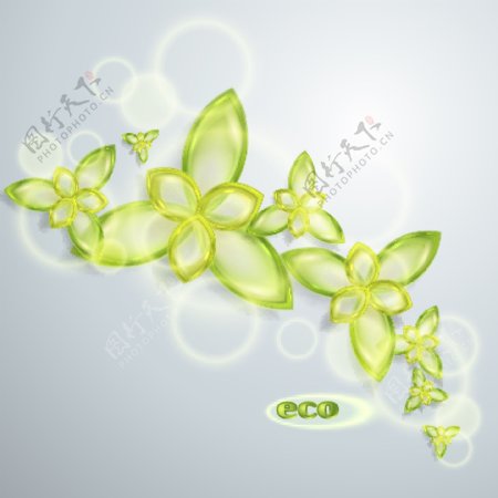绿色玻璃质感叶子图案矢量素材