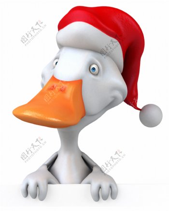 戴着圣诞帽的鸭子图片