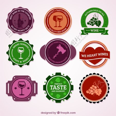 彩色葡萄酒标签矢量素材图片