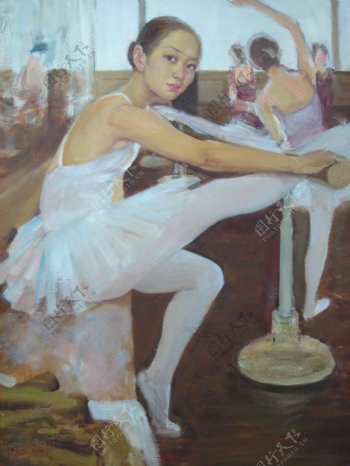 芭蕾舞女孩油画图片