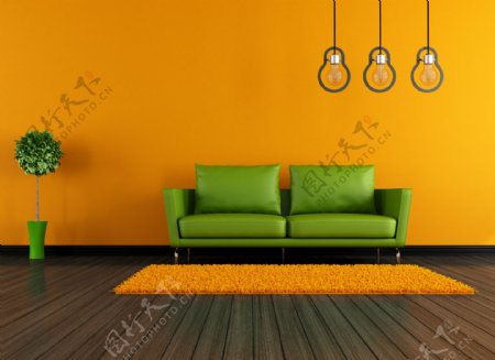 橙色风格室内设计图片