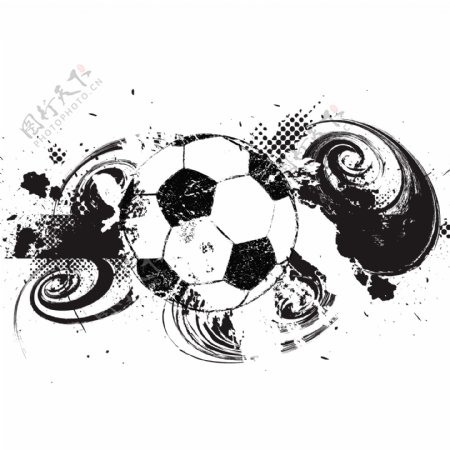 黑白怀旧足球主题图案