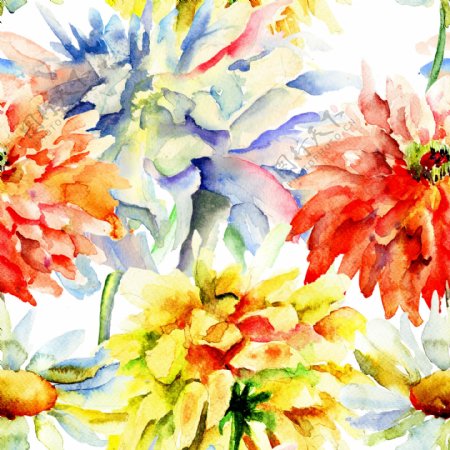 漂亮的花朵水彩画背景素材图片