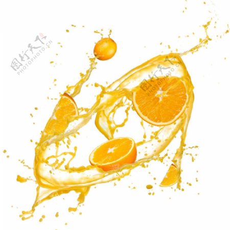 橙子与果汁素材图片