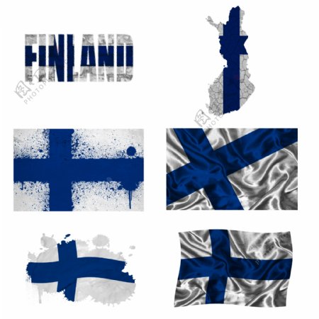 芬兰国旗地图图片