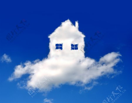 蓝天白云房屋图片