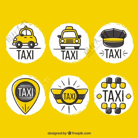 有趣的手工绘制的标志出租车公司