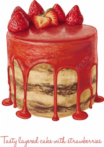 美味的草莓分层蛋糕