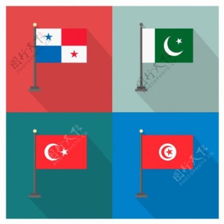 巴基斯坦巴拿马火鸡和突尼斯国旗
