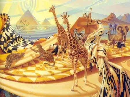 动物艺术插画长颈鹿