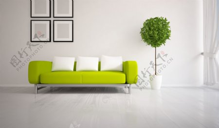 绿色沙发客厅设计图片