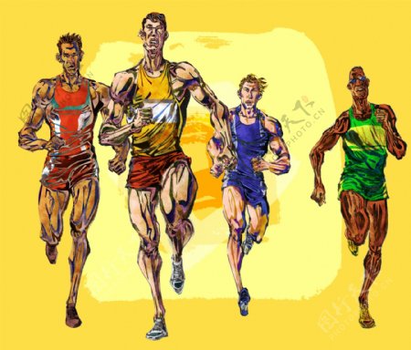 运动健身绘画人物分层素材PSD084