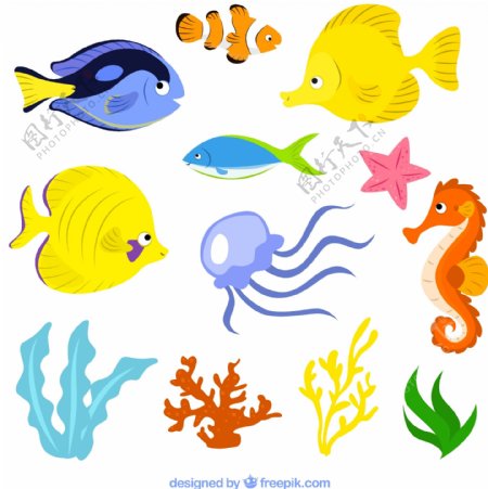 卡通海洋生物矢量素材