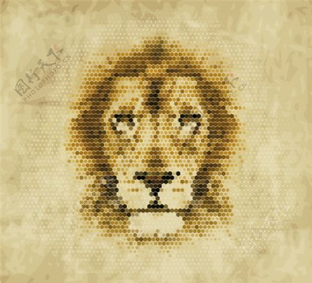 创意狮子像素头像矢量素材