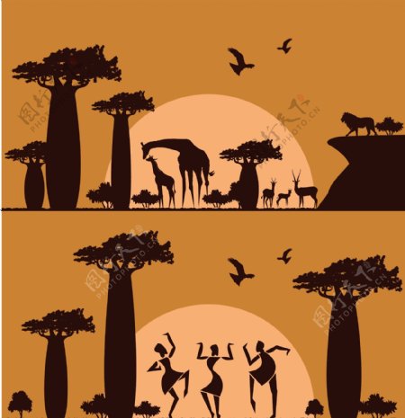 扁平创意非洲插画