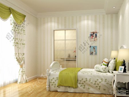 室内设计温馨卧室墙纸效果图