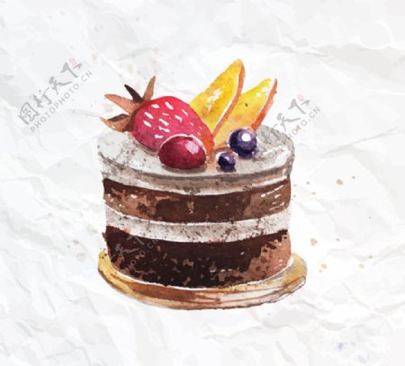 美味水果巧克力蛋糕矢量素材
