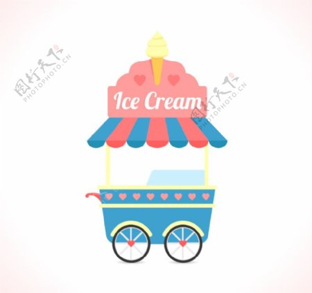 卡通冰淇淋车矢量素材下载