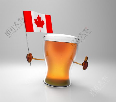 加拿大国旗与啤酒图片