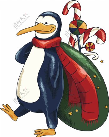 圣诞节矢量企鹅