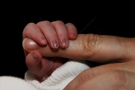 婴儿拉爸妈的手指