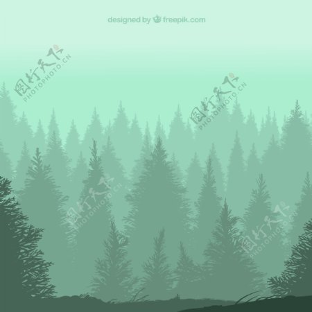 创意树林剪影矢量素材图片