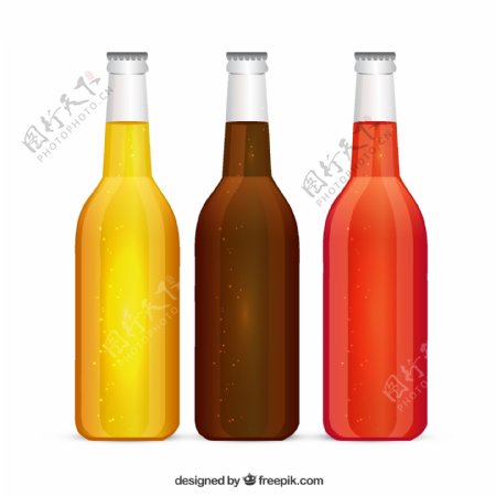 3瓶彩色鸡尾酒矢量素材
