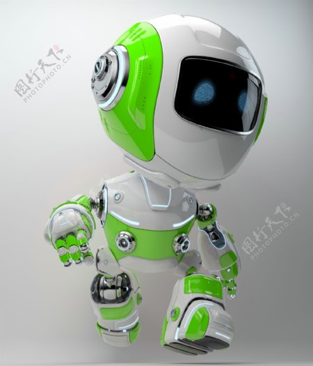 绿白色的小机器人图片