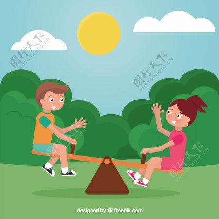 儿童在公园玩耍的背景